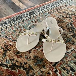 Nude Steve Madden Studded Bow Sandals, 7.5